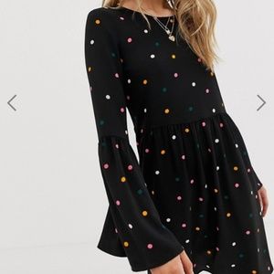 ASOS DESIGN fluted sleeve smock mini dress